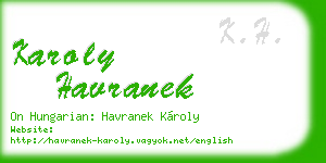 karoly havranek business card